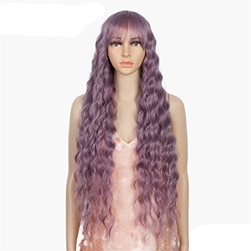 Lace Front Perücken,Synthetische Perücke Mit Pony Lange Tiefe Welle Ombre Synthetische Perücke Für Schwarze Frauen Hitzebeständige Faser Cosplay Party Perücke,B,32 inch von INPETS