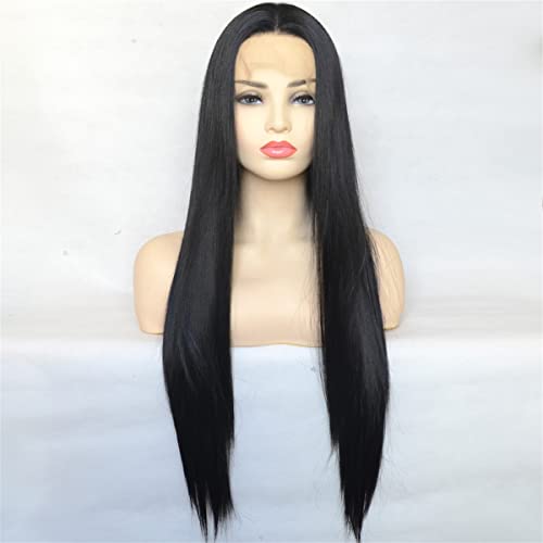 Lace Front Wigs,Long Black Wigs for Women Middle Part Long Straight Wig Synthetic Natural Full Wig Heat Resistant Fiber Wig for Daily Party,28 inch von INPETS