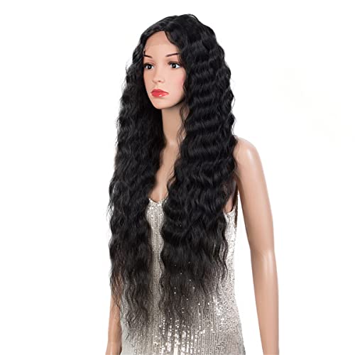 Synthetische Blonde Lange Tiefe Wellenspitzeperücke Für Schwarze Frauen Ombre Blonde Spitzeperücke Wasserwelle Cosplay Perücke Wunderperücke,F,30 inch von INPETS