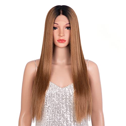 INPETS Synthetische Lace Front Perücken,Gerade Perücke Synthetische Lace Front Perücken Cosplay Perücke Ombre Rot Perücken Für Frauen Spitze Mittelteil Perücken Hochtemperaturfaser,26 inch von INPETS