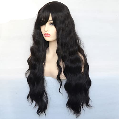 Synthetische Lace Front Perücken,Lose Gewellte Synthetische Perücke Natürliches Schwarz Maschinell Hergestellt Hitzebeständige Faser Täglicher Gebrauch Für Frauen,22 inch von INPETS