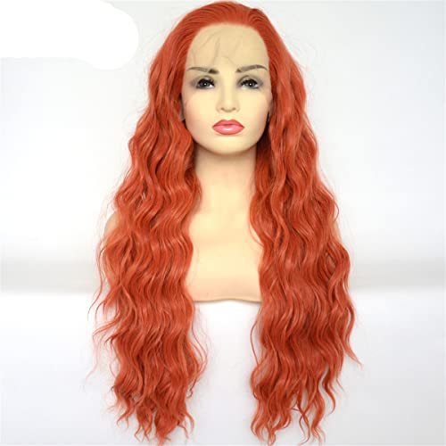 Synthetische Lace Front Perücken,Orange Rot Lose Lockige Synthetische Lace Front Perücke Hitzebeständige Faser Natürlicher Haaransatz Für Frauen,28 inch von INPETS