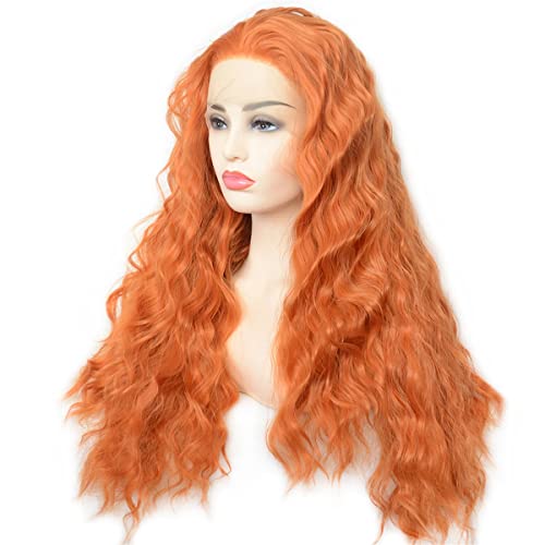 Synthetische Lace Front Perücken,Orangefarbene Lockige Lange Synthetische Lace Front Perücken Hochtemperaturfaser Für Frauen,24 inch von INPETS