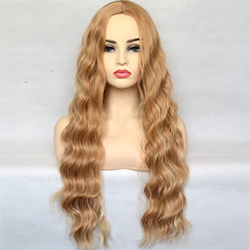 Synthetische Lace Front Perücken,Synthetische Highlight Perücke Gemischte Blonde Lockere Lockige Volle Maschinell Hergestellte Perücke Hitzebeständige Faser Für Frauen,24 inch von INPETS