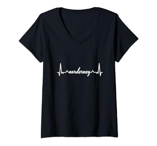 Damen INSEL Norderney Herzschlag Shirt Norderney Geschenk Nordsee T-Shirt mit V-Ausschnitt von INSEL NORDERNEY Geschenk Nordsee Nordseeinsel