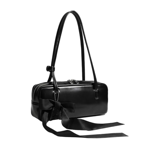 Anspruchsvolle koreanische Stile Umhängetasche Schleifen Umhängetasche Geldbörse mit Reißverschluss Stilvolle Unterarm-PU-Leder-Handtasche geräumiges Innenfach Schulter von INSEOWI