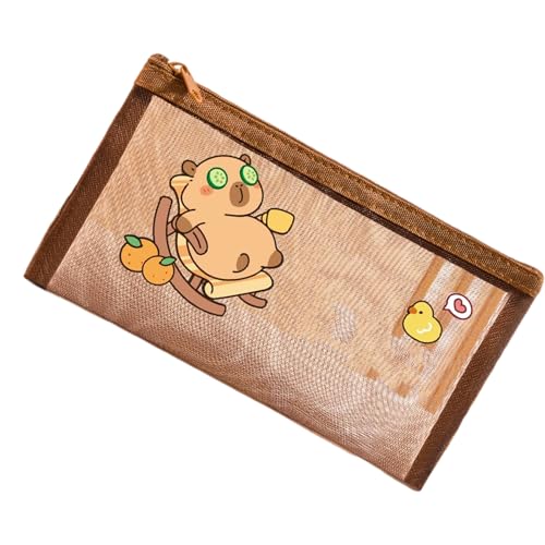 INSEOWI Federmäppchen mit Cartoon-Design, geräumiges Stifteetui für Studenten, organisiert Radiergummis, Kunstbedarf und Zubehör, schöne Hülle, Capybara-Box, Urlaub von INSEOWI