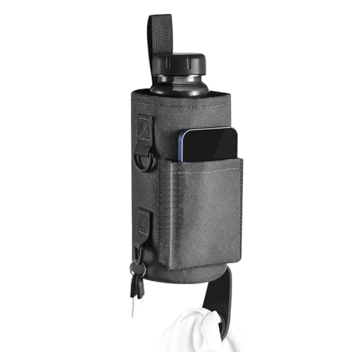 INSEOWI Fitness Wasserflasche Tasche 900D Oxford Stoff mit verstellbarem Gurt & mehreren Taschen Flaschenhalter, grau, Mass Beauty von INSEOWI
