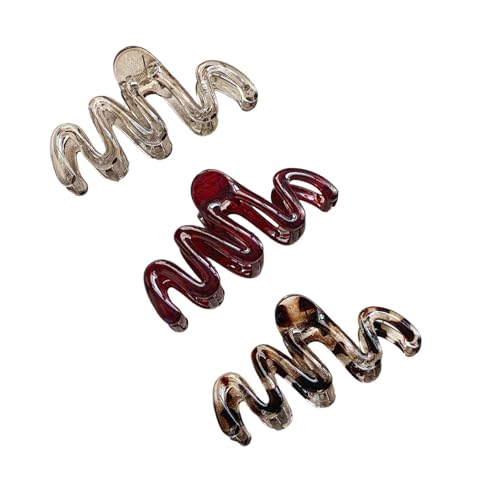 Rutschfeste gewellte Haarklammern für Damen, lang, stilvoll, Harz-Clip, Zubehör, elegante Haarspangen, täglicher Gebrauch, leicht, 3 Stück von INSEOWI
