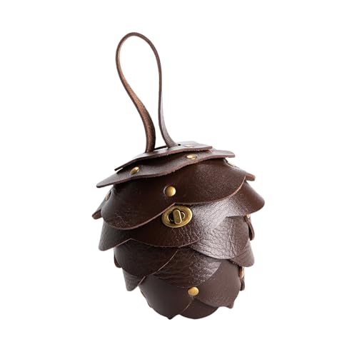Vintage inspirierte kleine Größe Tannenzapfen Geldbörse Wasserdicht PU-Leder kompakte Größe Unisex Gürtel Zubehör praktisch jugendliche Erwachsene Stilvolle Taille Münzbörse, Kaffeebraun, Mass Beauty von INSEOWI