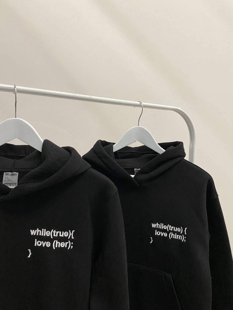 Paar Bestickte Liebe Programm Code Hoodies Fernbeziehung Sweatshirts Geschenk Für Programmierer Programmieren von INSIDEOUTGIFT