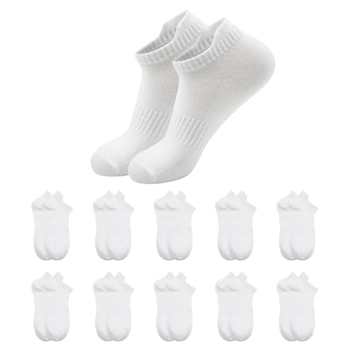 INSISMY 10 Paar Sneaker Socken Herren Damen Baumwolle Low Cut Laufsocken Atmungsaktiv Knöchel Socken Kurz Running Wandersocken von INSISMY