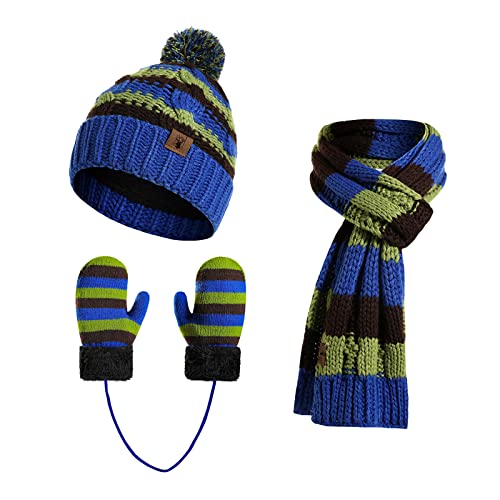 INSISMY 3PCS Kinder Hut Schal Handschuhe Beanie Set Für Jungen und Mädchen von 3-8 Jahren Winter Hut gefüttert mit Fleece Strick Set von INSISMY