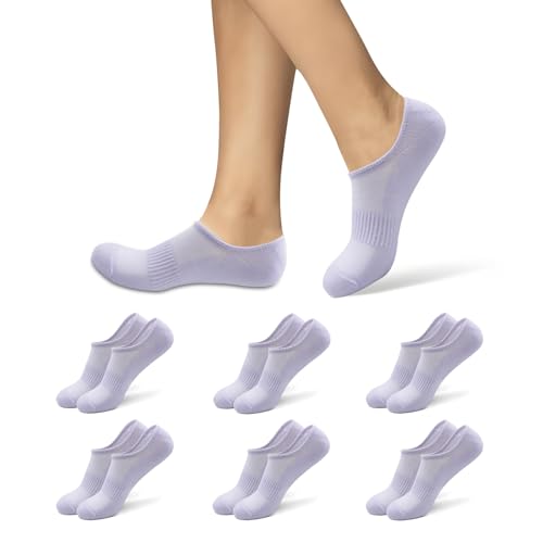 INSISMY 6 Paar Sneaker Socken Damen Baumwolle Unsichtbar No Show Socken Atmungsaktiv Rutschfeste Low Cut Knöchel Socken mit Anti-Rutsch Silikon von INSISMY