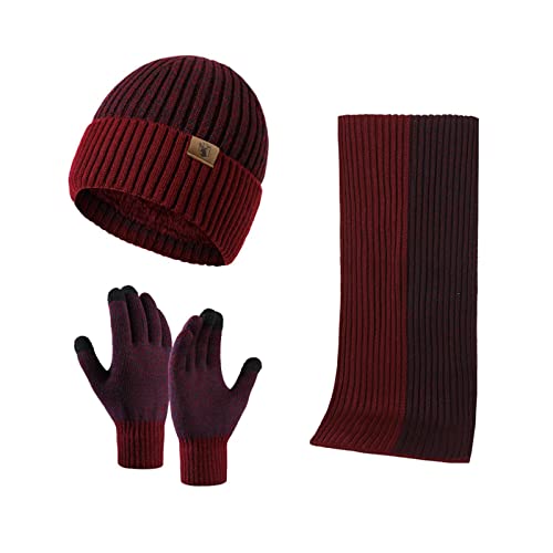 INSISMY Mütze Schal und Touchscreen Handschuhe Set Wintermütze Thermohandschuhe Schal für Herren Strickmütze 3 STÜCKE Unisex Hüte für Damen Winter Accessoires für Herren Damen von INSISMY