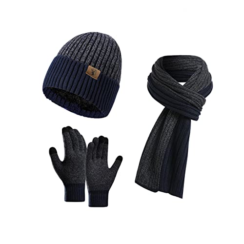 INSISMY Mütze Schal und Touchscreen Handschuhe Set Wintermütze Thermohandschuhe Schal für Herren Strickmütze 3 STÜCKE Unisex Hüte für Damen Winter Accessoires für Herren Damen von INSISMY