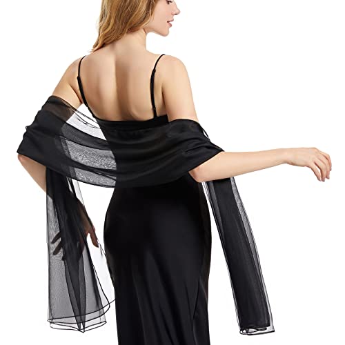 INSISMY Stola für Damen Festlich Abendkleid 190 * 110 cm Extra Lang Chiffon Sonnenschutz Sommer Seide Schal für Hochzeit Reise Party von INSISMY