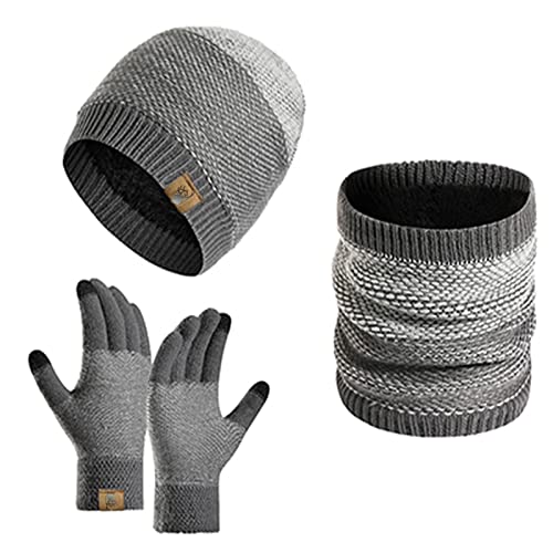 INSISMY Winter Beanie Mütze Schal für Herren mit Touchscreen Handschuhen Totenkopf Kappe Halswärmer Schals für Damen und Herren Fleece gefüttert Unisex von INSISMY