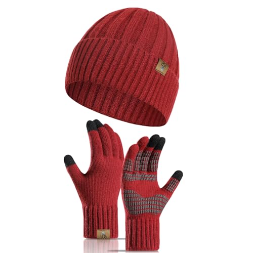 INSISMY Winter Beanie Mütze und Touchscreen Handschuhe Set von INSISMY