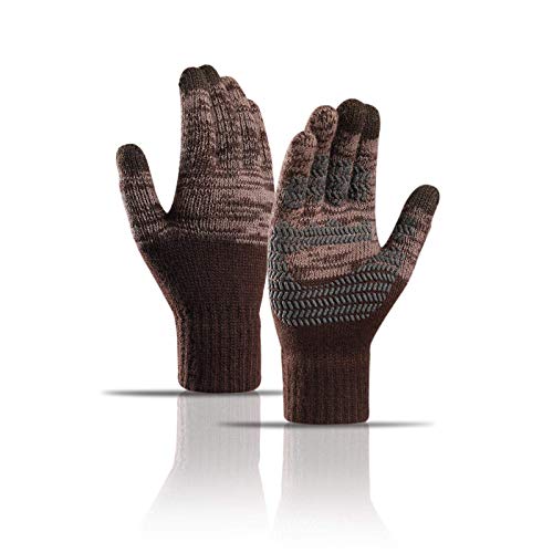 INSISMY Winterhandschuhe Herren Damen Touchscreen Handschuhe Warme Thermohandschuhe Rutschfester Griff Stricken Weiches Futter Elastische Bündchen SMS Anti-Rutsch Unisex Kaffee von INSISMY