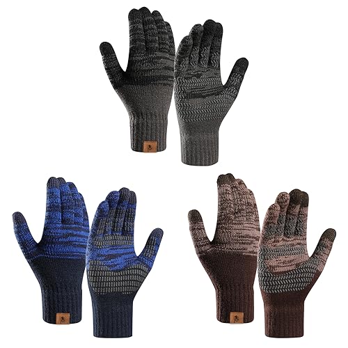 INSISMY Winterhandschuhe Herren Damen Touchscreen Handschuhe Warme Thermohandschuhe Rutschfester Griff Stricken Weiches Futter Elastische Bündchen SMS Anti-Rutsch Unisex von INSISMY