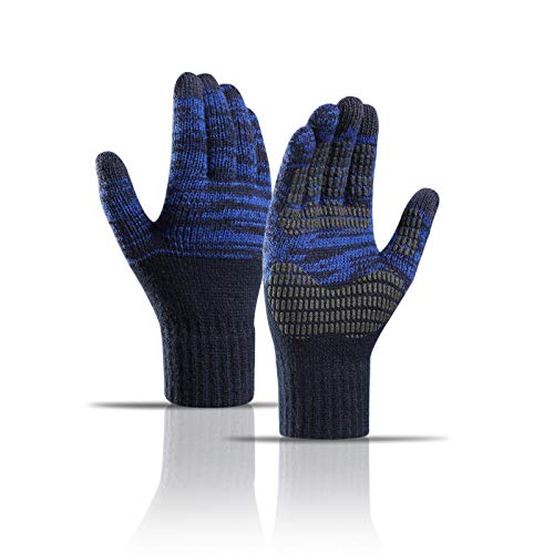 INSISMY Winterhandschuhe Herren Damen Touchscreen Handschuhe Warme Thermohandschuhe Rutschfester Griff Stricken Weiches Futter Elastische Bündchen SMS Anti-Rutsch Unisex Navy Blau von INSISMY