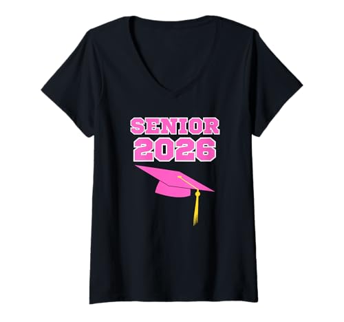 Damen Abschlussjahrgang 2026, Oberstufe 25, Gymnasium oder Fachhochschule T-Shirt mit V-Ausschnitt von INSPIREMETEES Class of 2026 Seniors Graduation