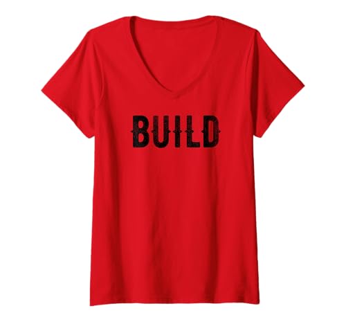 Damen Build One Word Inspirational Motivational Distressed T-Shirt mit V-Ausschnitt Damen Build One Word Inspirational Motivational Distressed T-Shirt mit V-Ausschnitt von INSPO Inspirational Motivational and Positive Mind