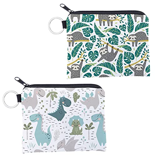 2 Stücke Geldbörse Junge Mädchen Dinosaurier Geldbörse Niedlichen Cartoon Münzbeutel mit Reißverschluss Design Tier Kleine Geldbörse Karte Schlüsselanhänger Geldbörse von INSPUTOL