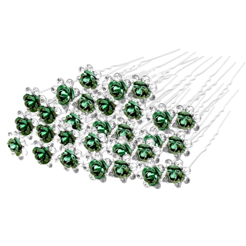 30 Stück Haarspangen für Hochzeiten mit Kristallen, Haarnadeln mit Rosenblüten und Strasssteinen für Brautfrauen, Haarschmuck (Silber) von INSPUTOL
