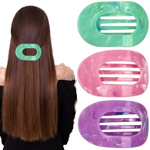 Große Haarspangen für Damen, französische matte, flache Krallenspangen, starker Halt für dickes und dünnes Haar, 3er-Pack in 3 Farben (Kombination 2) von INSPUTOL