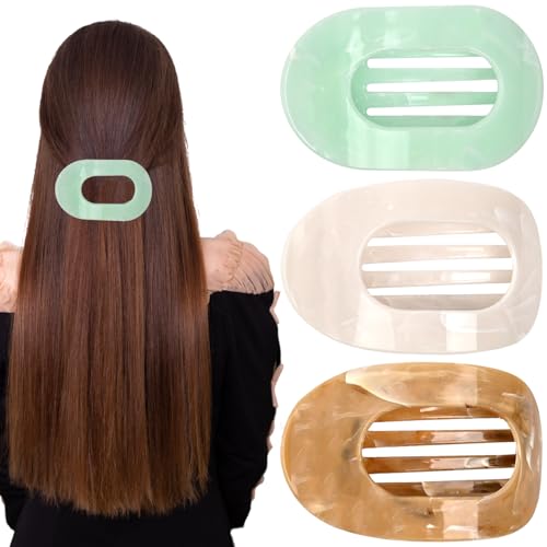 Große Haarspangen für Damen, französische matte flache Krallenspangen, starker Halt für dickes und dünnes Haar, 3er-Pack in 3 Farben (Kombination 1) von INSPUTOL
