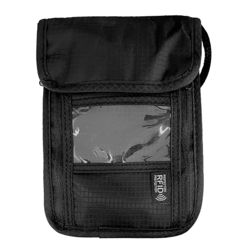 INSPUTOL Brustbeutel, Reisepasstasche, Brusttasche mit RFID-Blockierung, sichere Brusttasche, Reisepasshülle mit verstellbarem Umhängegurt, Brusttasche für Männer und Frauen (schwarz) von INSPUTOL