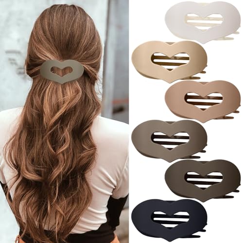 INSPUTOL Damen Haarklammern, flache mattierte Haarklammern mit inneren Zähnen, 6er-Pack französische Haarklauen für starken Halt von INSPUTOL