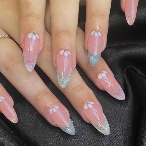 INSPUTOL | Kurze Quadrat French-Tip Kunstnägel, 24 Stück mit Kleber, Nude Design zum Aufkleben für Damen und Mädchen (W890) von INSPUTOL