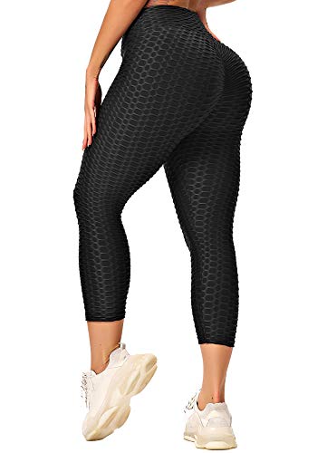 INSTINNCT Damen Capris Slim Fit Hohe Taille Lange 3/4 Leggings mit Bauchkontrolle Fitnesshose Sporthose Schwarz XXL von INSTINNCT