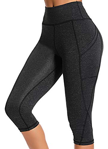 INSTINNCT Damen Doppeltaschen Sport Leggings 3/4 Yogahose Sporthose Laufhose Training Tights mit Handytasche Capris(normal) - Dunkelgrau M von INSTINNCT