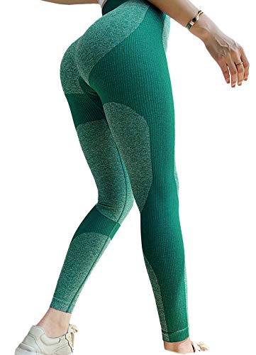 INSTINNCT Damen Gestreifte Nahtlose Leggings Slim Fit Jogginghose Sporthosen Fitnesshose B-Herz Stil (Grün) S von INSTINNCT