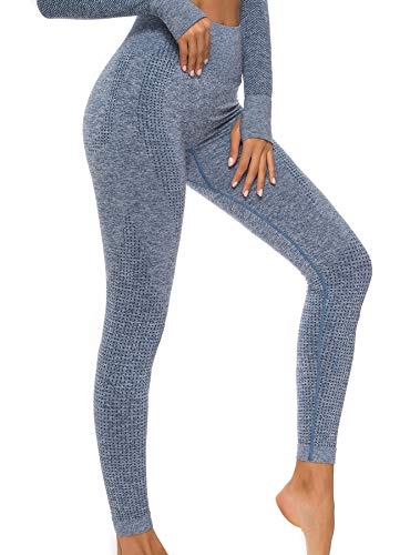 INSTINNCT Damen Gestreifte Nahtlose Leggings Slim Fit Jogginghose Sporthosen Fitnesshose C-Klassischer Stil (Blau) S von INSTINNCT