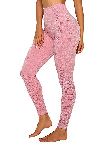 INSTINNCT Damen Gestreifte Nahtlose Leggings Slim Fit Jogginghose Sporthosen Fitnesshose D-Klassische Stil - Rosa M von INSTINNCT