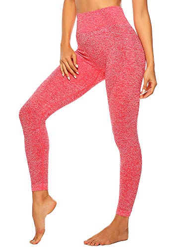 INSTINNCT Damen Gestreifte Nahtlose Leggings Slim Fit Jogginghose Sporthosen Fitnesshose D-Klassische Stil - Rot M von INSTINNCT