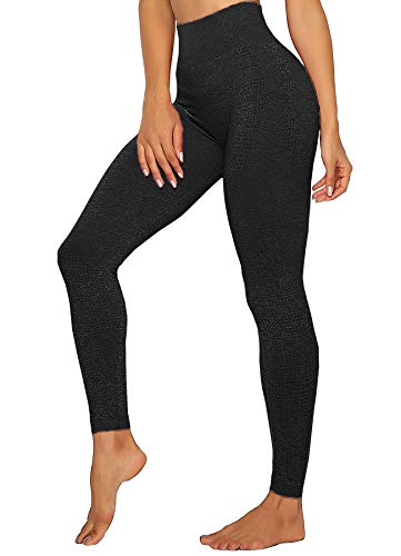 INSTINNCT Damen Gestreifte Nahtlose Leggings Slim Fit Jogginghose Sporthosen Fitnesshose D-Klassische Stil - Schwarz XL von INSTINNCT