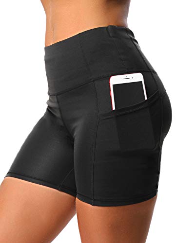 INSTINNCT Damen Kurz Leggings Sportshort High Waist mit seitlichen Taschen Small Short-schwarz von INSTINNCT