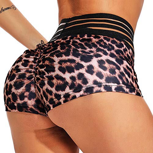 INSTINNCT Damen Shorts Sport Yoga Kurze Hose Sweatpants Laufshorts Training Gym Yoga Fitness Yoga A-Leopard ohne Taschen(1660) L von INSTINNCT