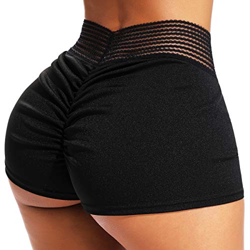 INSTINNCT Damen Shorts Sport Yoga Kurze Hose Sweatpants Laufshorts Training Gym Yoga Fitness Yoga A-Schwarz ohne Taschen(1720) L von INSTINNCT