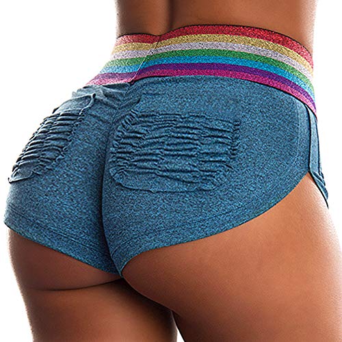 INSTINNCT Damen Shorts Sport Yoga Kurze Hose Sweatpants Laufshorts Training Gym Yoga Fitness Yoga B-Blau mit Taschen(1710) S von INSTINNCT