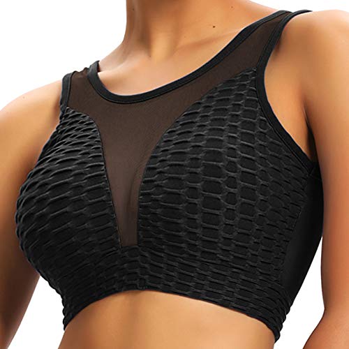 INSTINNCT Damen Mesh Yoga Sport-BH Ohne Bügel mit Polstern - Komfort Klassische Fitness Training Bustier Bra Top Mesh - Schwarz M von INSTINNCT