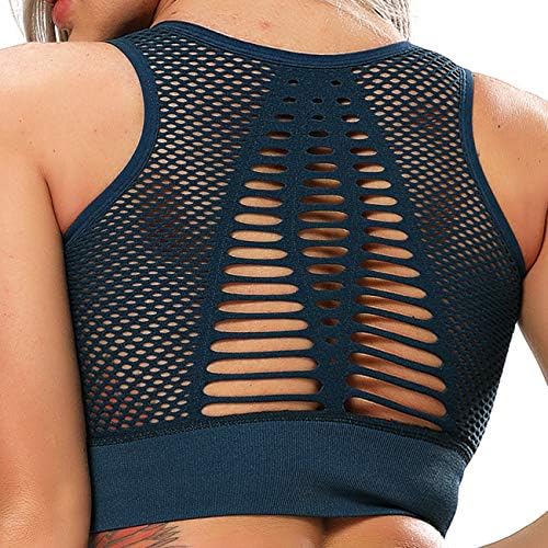 INSTINNCT Damen Nahtlos Yoga Sport-BH Ohne Bügel mit Polstern - Komfort Klassische Fitness Training Bustier Bra Top Racerback-Blau M von INSTINNCT