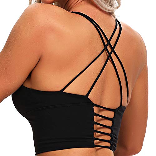 INSTINNCT Damen Nahtlos Yoga Sport-BH Ohne Bügel mit Polstern - Komfort Klassische Fitness Training Bustier Bra Top Schwarz-6 XL von INSTINNCT