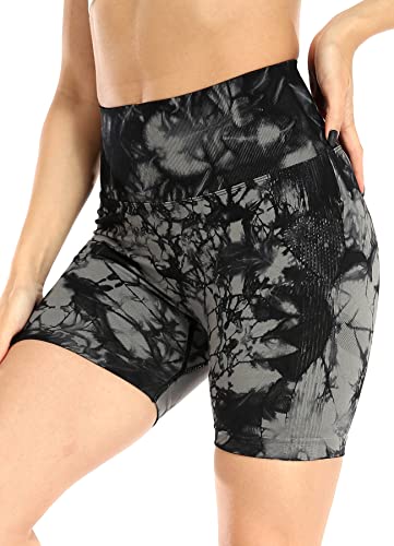 INSTINNCT Damen Nahtlose Shorts Kurz Leggings Hohe Taille mit Bauchkontrolle Sportshorts A-Schwarz Mix S von INSTINNCT